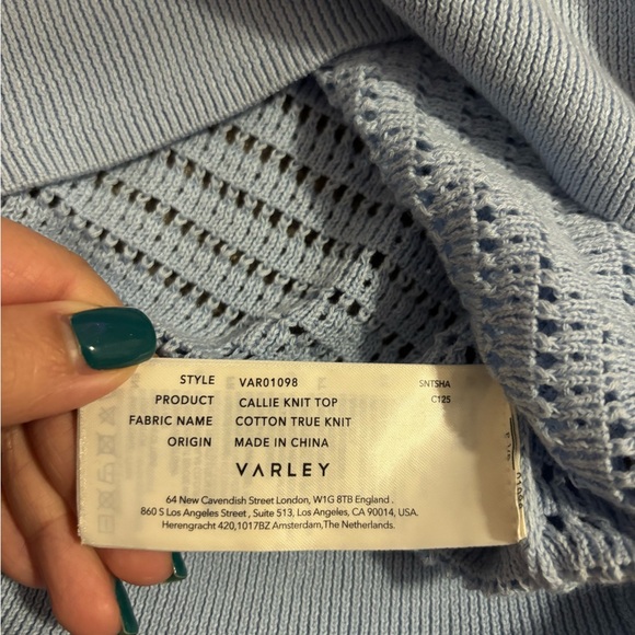 Varley Callie Knit Top in Cashmere Blue - Picture 4 of 6